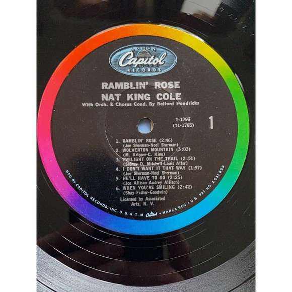 Nat King Cole Gamblin' Rose LP Capitol Records T-1793 VG+ Vinyl Record MONO 1962 - Picture 6 of 8